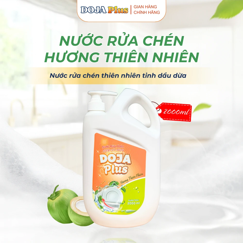 Nước rửa bát doja plus can 2L sạch vượt trội, an toàn da tay