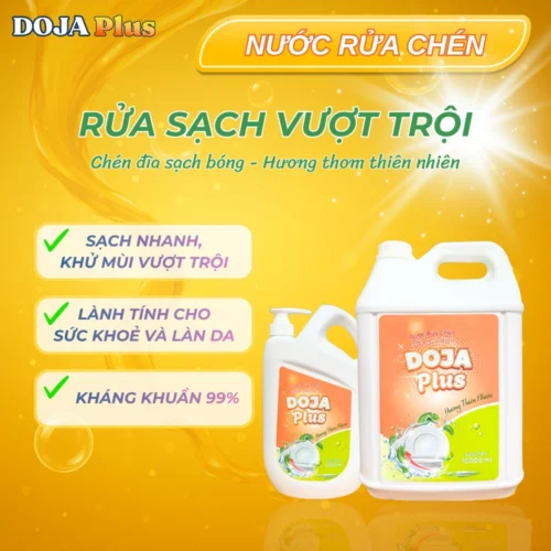 Rửa sạch vượt trội với nước rửa bát doja plus