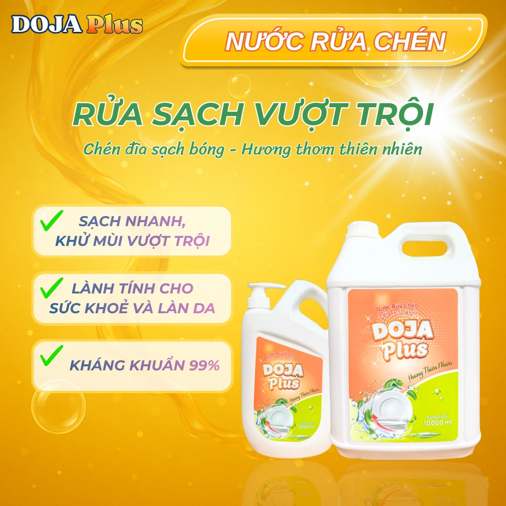 Rửa sạch vượt trội với nước rửa bát doja plus