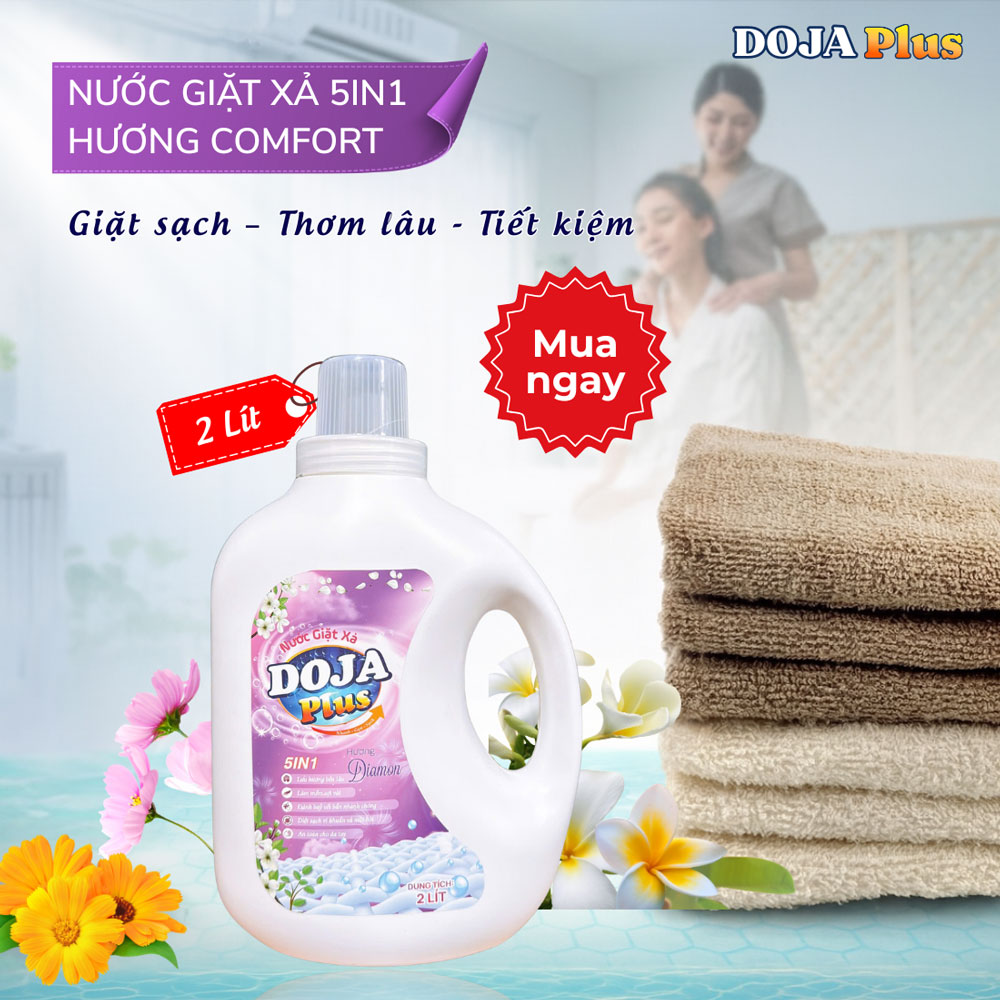 nước giặt xả doja plus can 2L