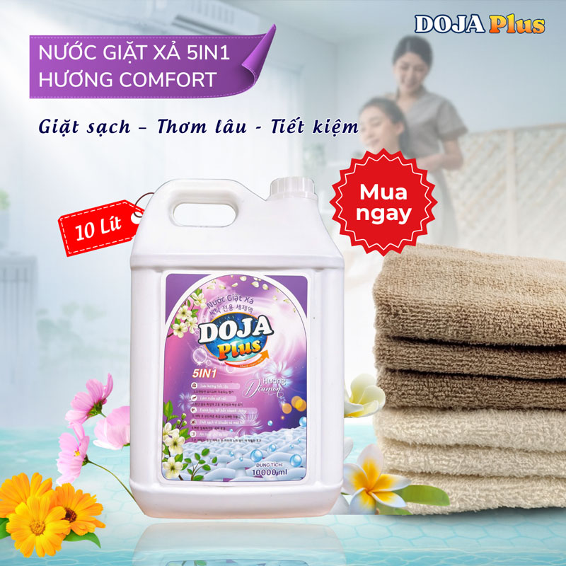 Nước giặt xả doja plus can 10 siêu tiết kiệm, uy tín