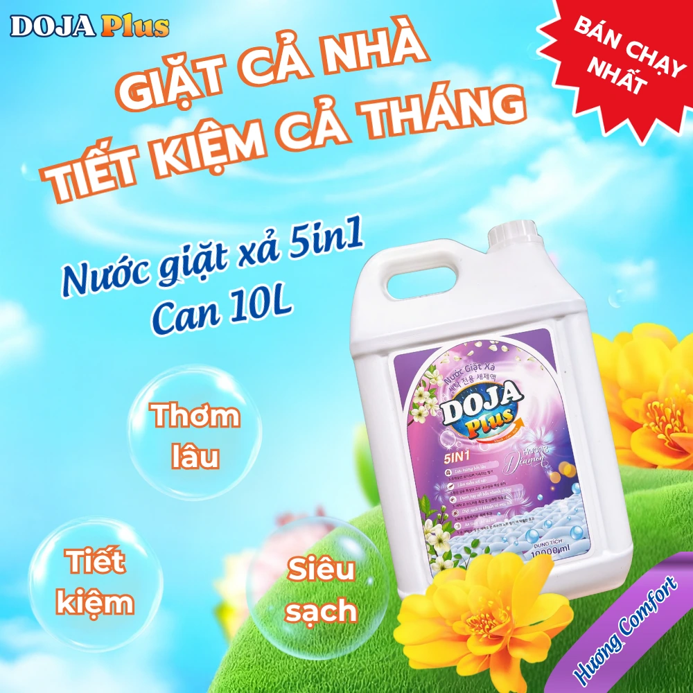 Nước giặt xả doja plus can 10L hương comfort bán chạy siêu tiết kiệm